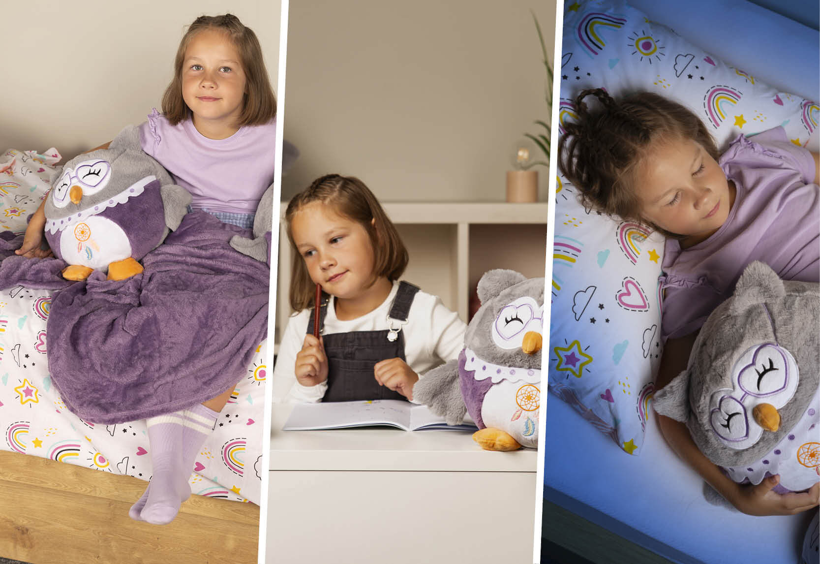 Som sovička 3 v 1: deka, hračka alebo vankúš.