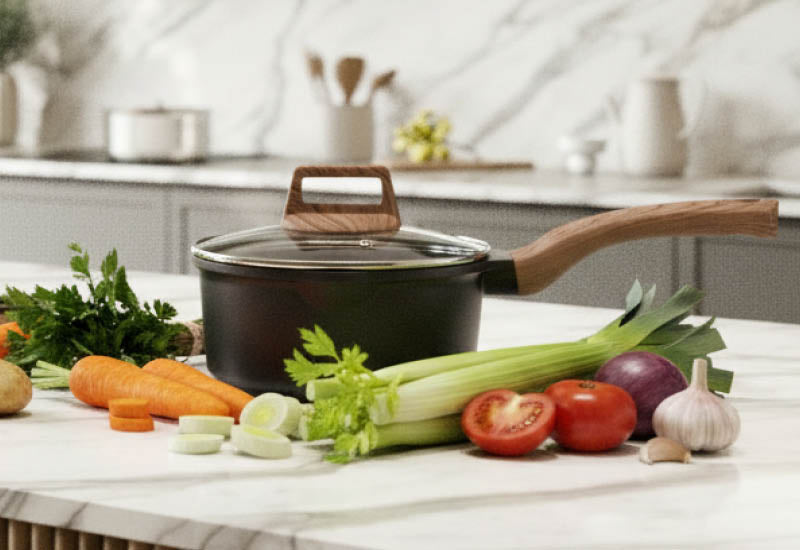 Vybrané kvalitné materiály pre rýchle varenie a dlhú životnosť riadu.