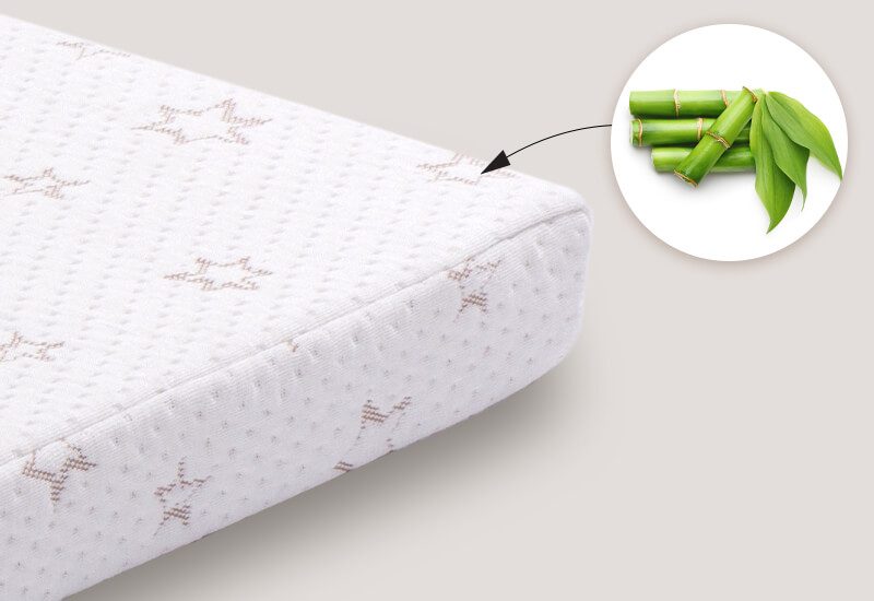 Poťah matraca z bambusových vlákien pre väčšiu sviežosť a hygienické prostredie na spanie.