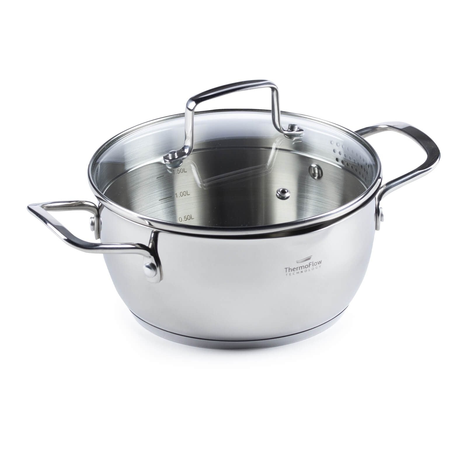 Rosmarino oceľový hrniec Pour&Cook II so sklenenou pokrievkou – 2,6 L, 20 cm