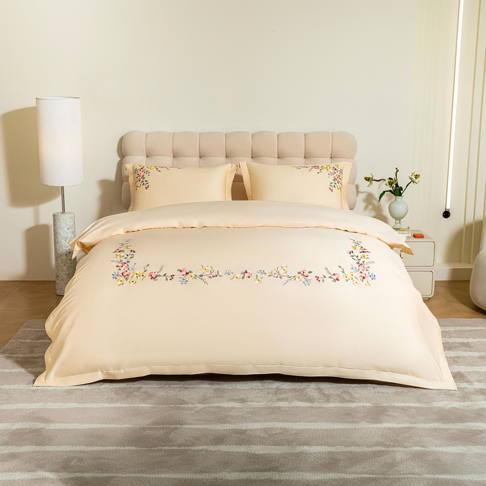 Bavlnená saténová PREMIUM vyšívaná posteľná bielizeň Roses