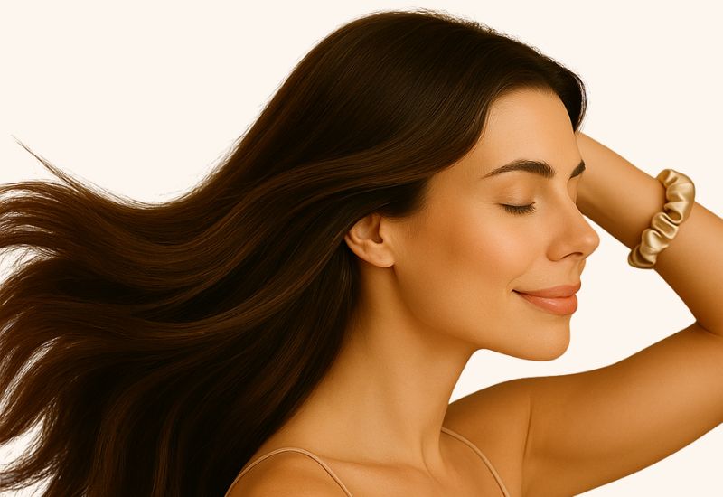 Lesklé, hladké vlasy bez krepovitosti.