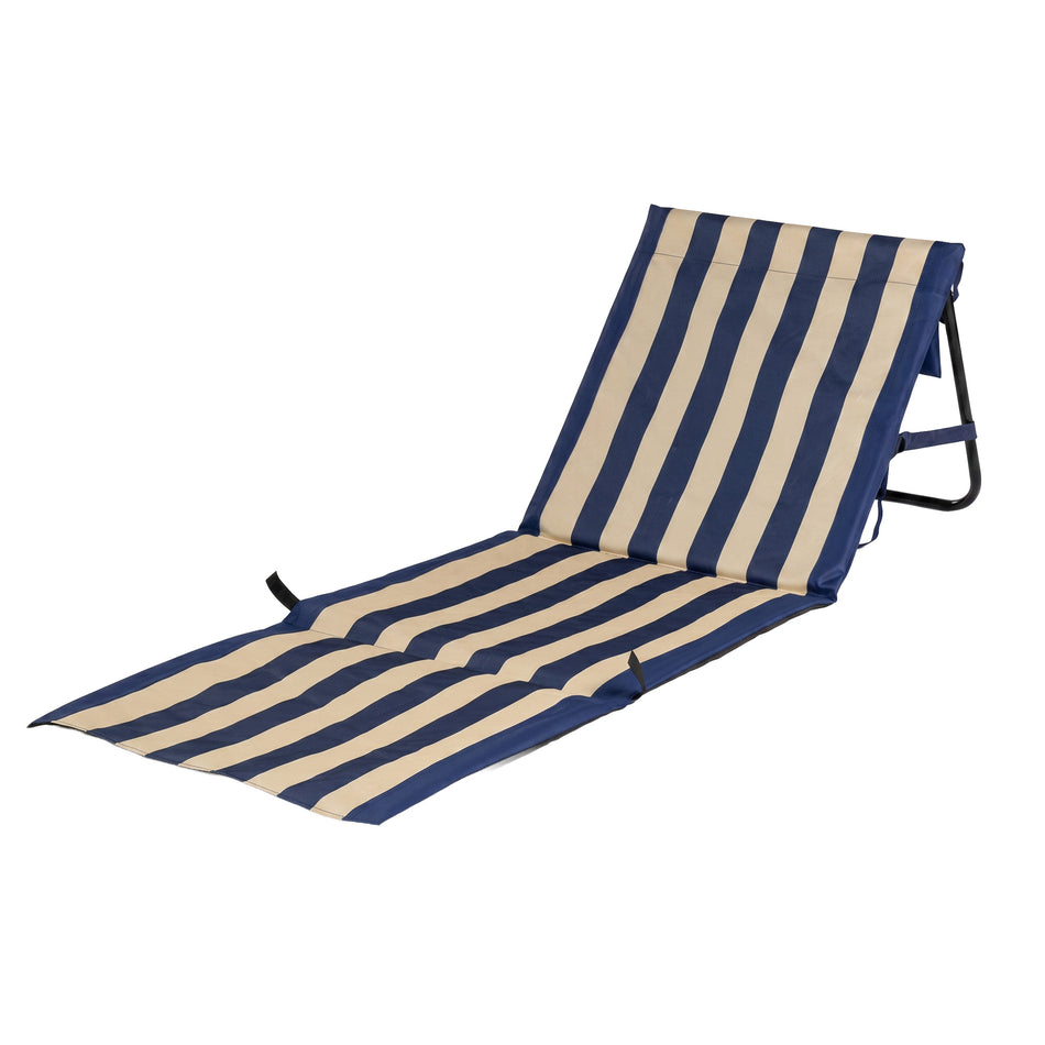 Svilanit plážová ležadlová podložka s operadlom Stripes, modrá/piesková
