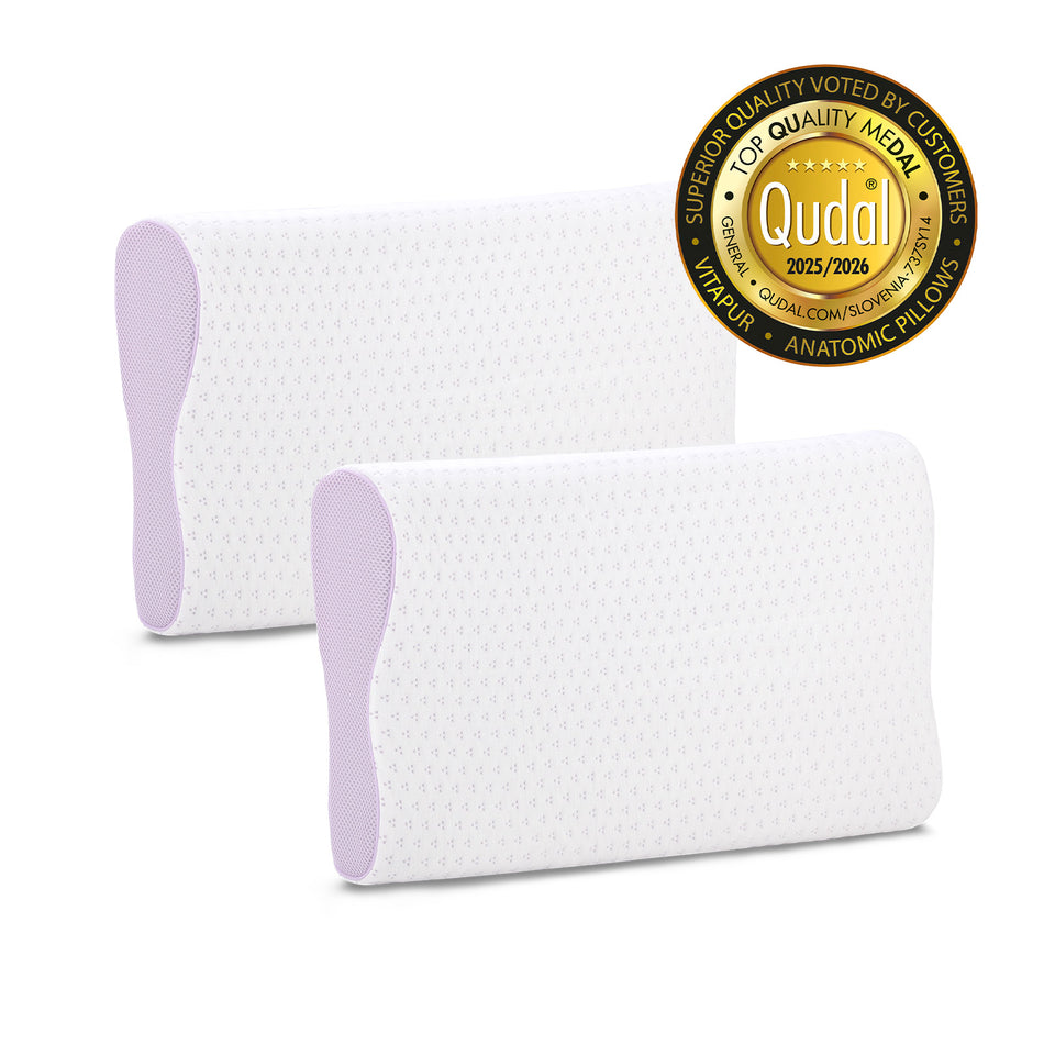2 x anatomický vankúš z pamäťovej peny Lavender Memory – 30 x 50 x 7/9 cm
