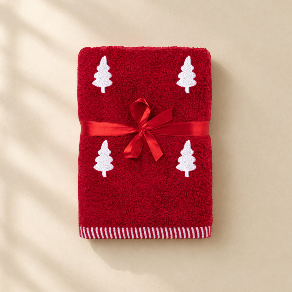 Vianočný kúpeľňový uterák s výšivkou Svilanit Christmas Trees – 50 x 100 cm