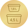 2 sklenené nádoby (4,5 l a 1,8 l)