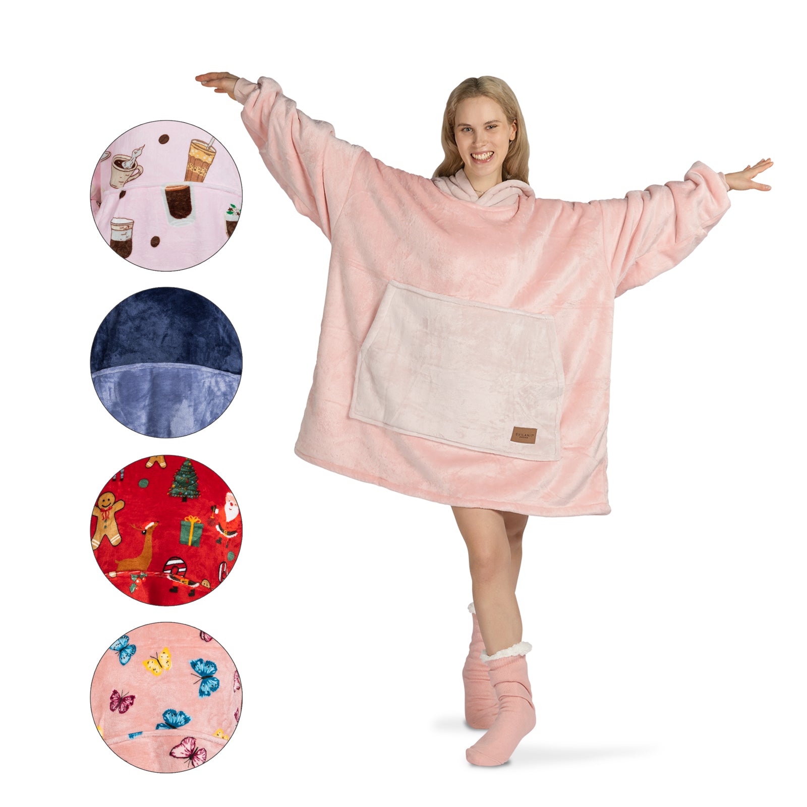 Hoodie deka s kapucňou + Darček: Ponožky